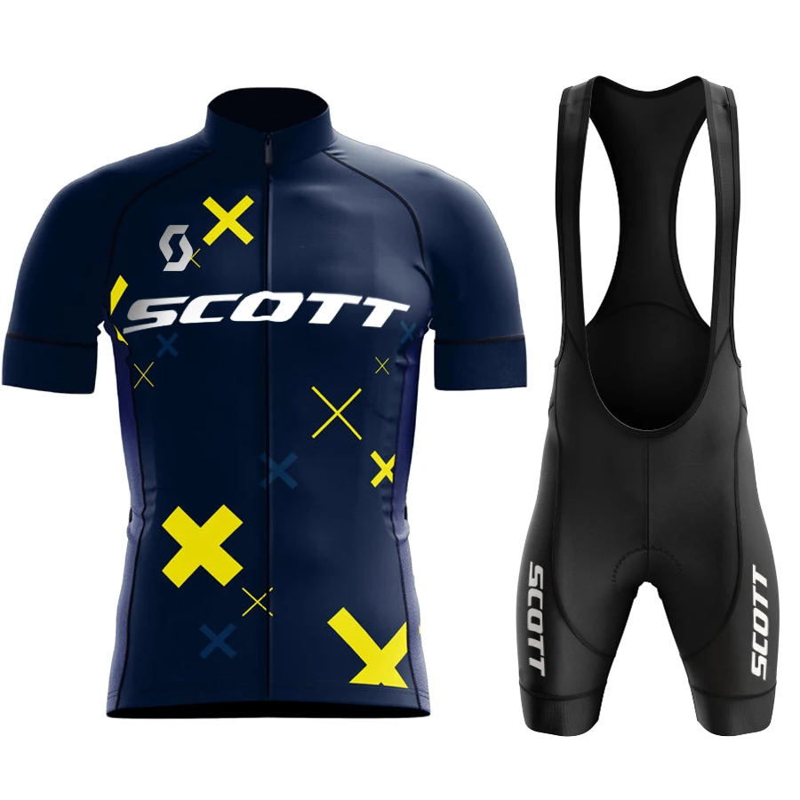Scott-homens manga curta ciclismo jersey set, roupas de bicicleta, bike maillot, shorts babador, 2023 3