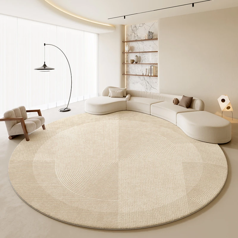 

Большой круглый коврик для гостиной, толстый плюшевый напольный коврик, домашний пушистый мягкий коврик для отдыха, минималистичный кремовый декоративный ковер для спальни