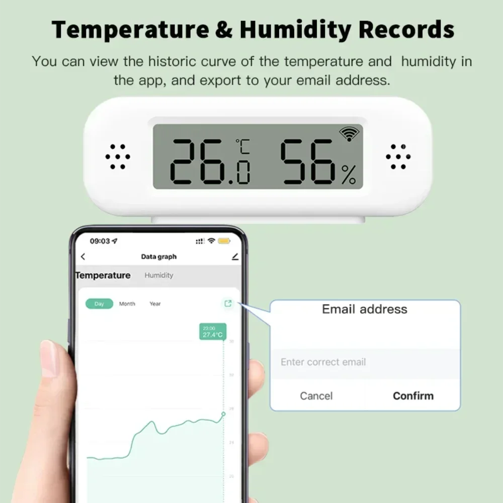Tuya WiFi Mini Temperature Humidity For Smart Home Thermometer Hygrometer APP Remote Alarm Work with Google Home Yandex Alexa smart thermostat smart temperature humidity sensor