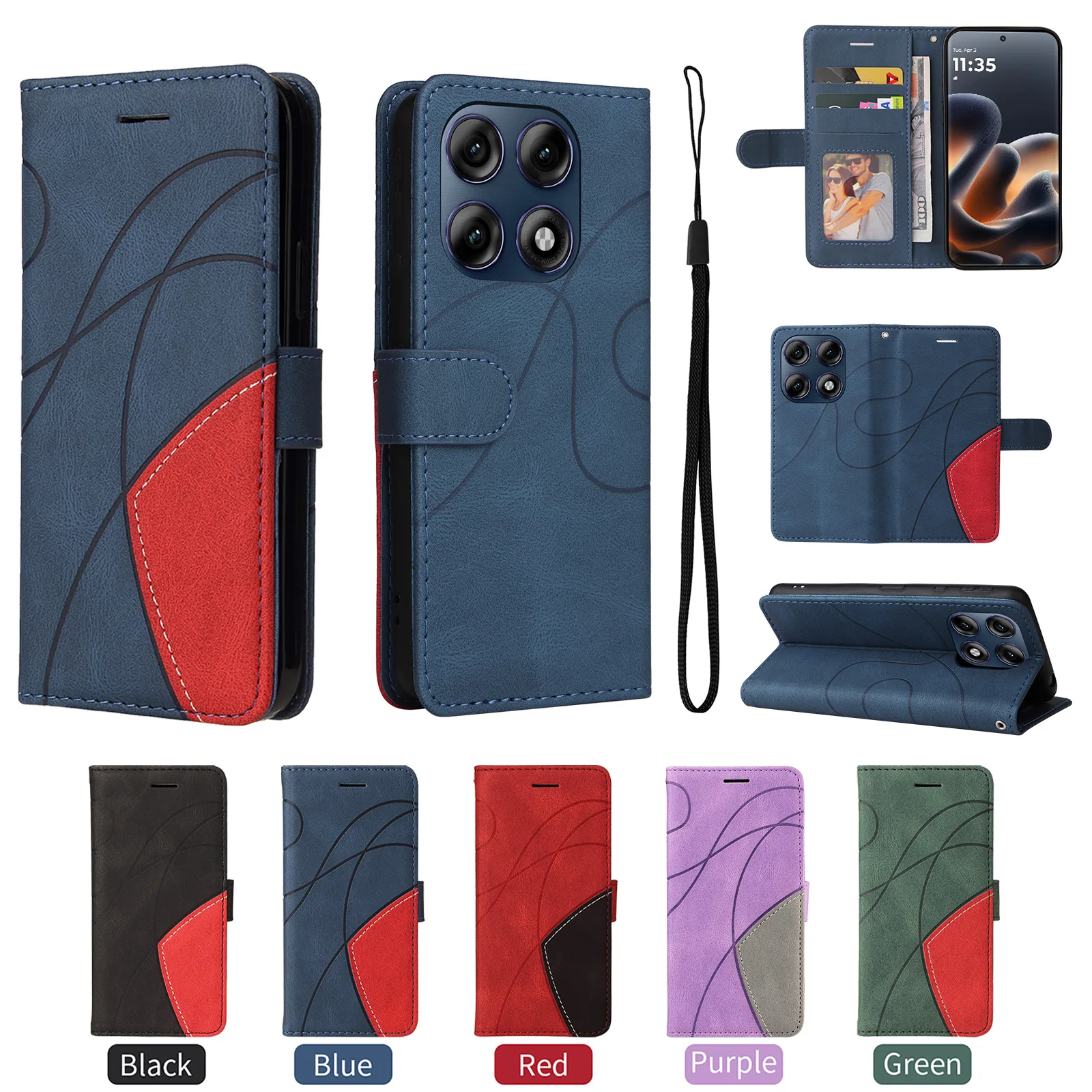 Deluxe Leather Wallet Flip Case with Kickstand and Card Holder