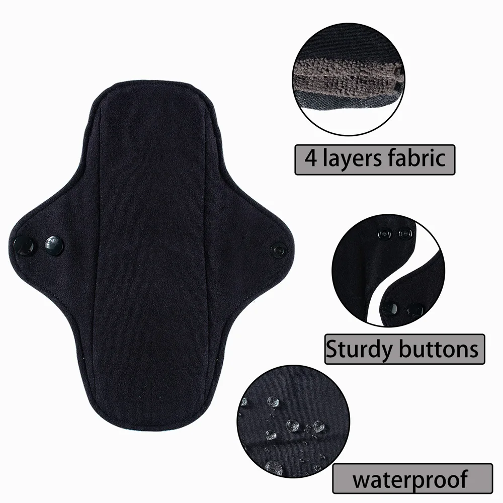 Sanitary Pads 4pcs Full Cotton Mama Cloth Night Long Sanitary Pads Washable Sanitary Napkins For Female Reusable Panty Liners
