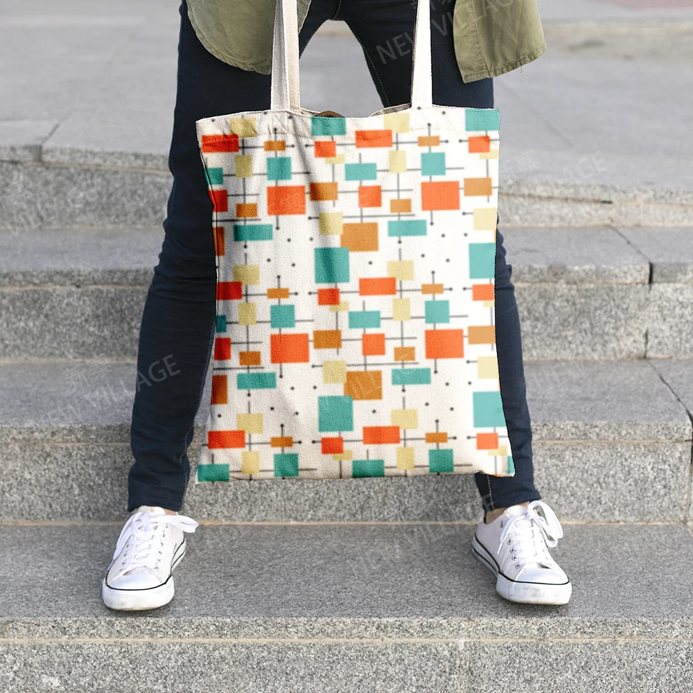 Canvas shoulder bag organization storage Handbags cosmetics travel Women's bag Shopping Fabric pouch nordic boho Customizable 4