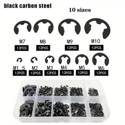 120PCS Black Stainless Steel Retaining Ring and Washer Assortment (120pcs)
