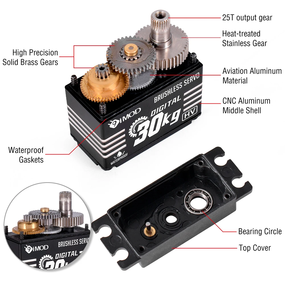Servos HV 20/30/40kg RC 180/270° pour Robot, Voiture, Bateau