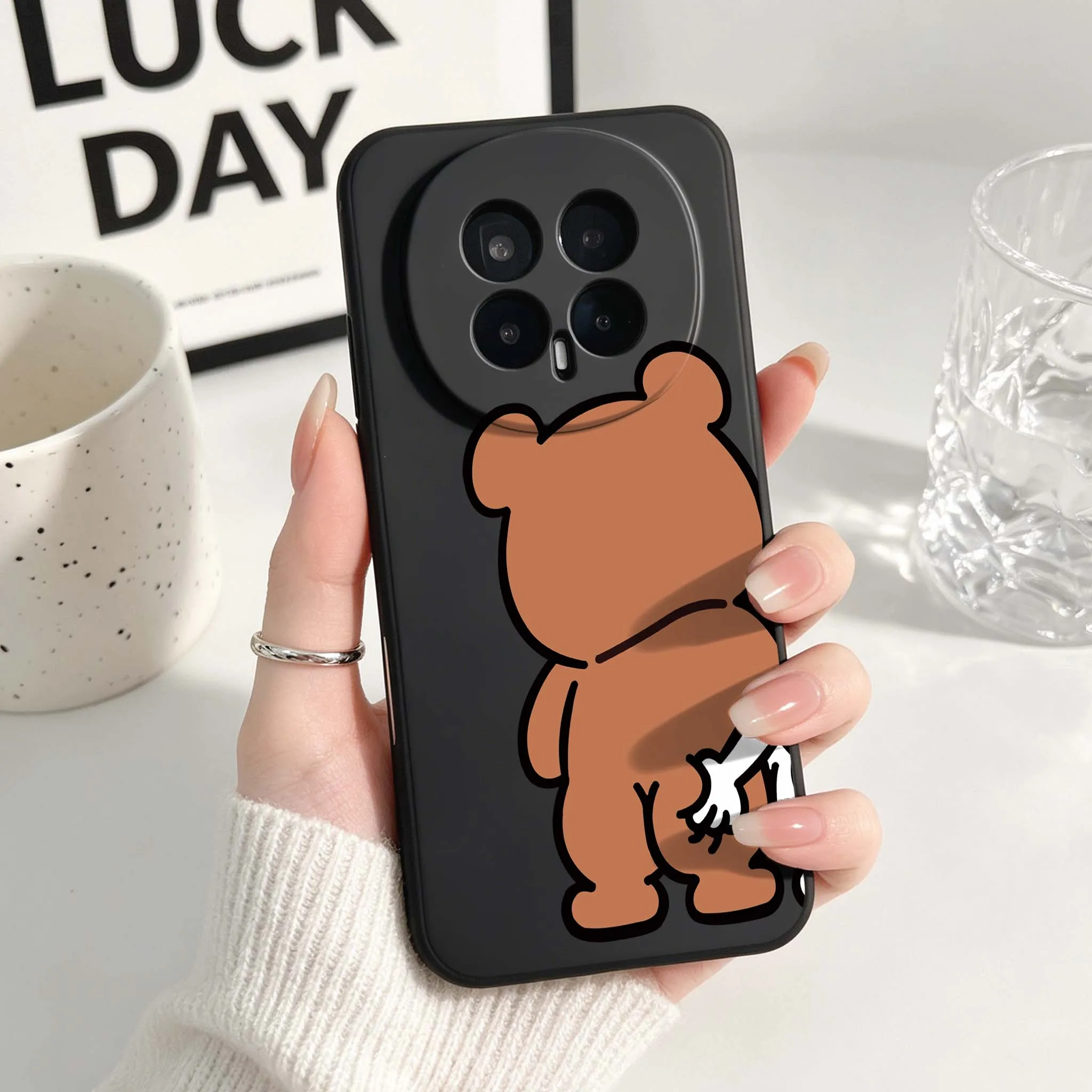 Adorable Bear and Bunny Couple Phone Case - Black