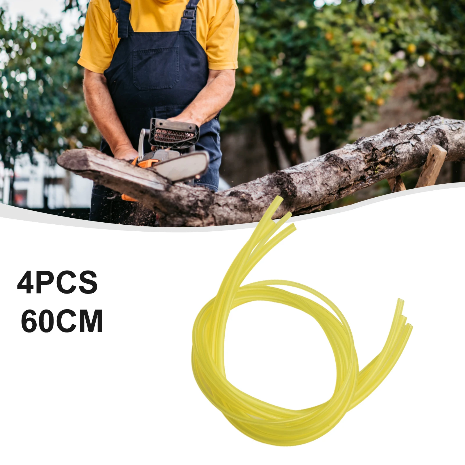 4pcs/set 4 Sizes Trimmer Chainsaw Blower Yellow Fuel Line Hose Gas Pipe Tubing Fuel Lines Tools Parts Accessories