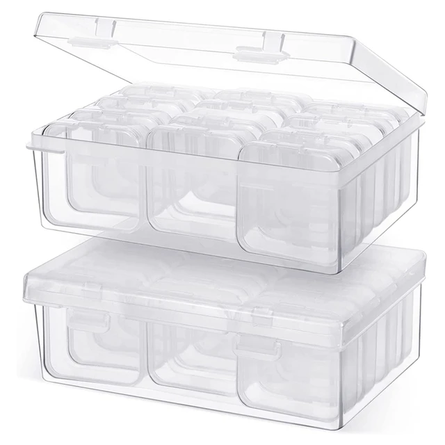  3 Sets Clear Plastic Storage Cases Small Beads Organizer  Container Transparent Boxes with Hinged Lid for Small Items with Hinged Lid  and Rectangle Clear Craft Supply Cases(2.12 x 2.12 x 0.79 Inches)