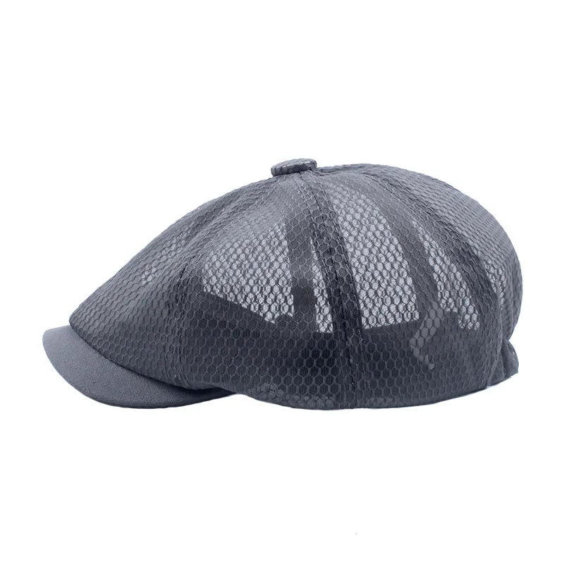 Summer Mesh Newsboy Caps Breathable Casual Outdoor Retro Beret Hats Octagonal Hat Fashion Solid Flat Caps Sun Hat