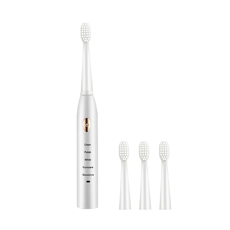 Jianpai Adult Classic Black & White Acoustic Electric Toothbrush - 5-Gear Mode, USB Rechargeable, IPX7 Waterproof