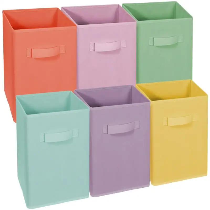 

Pack Cube Storage Bin Organizer Set - Fabric Foldable Baskets in Classic Pastel Colors Organizador hogar Bread basket Rattan tra