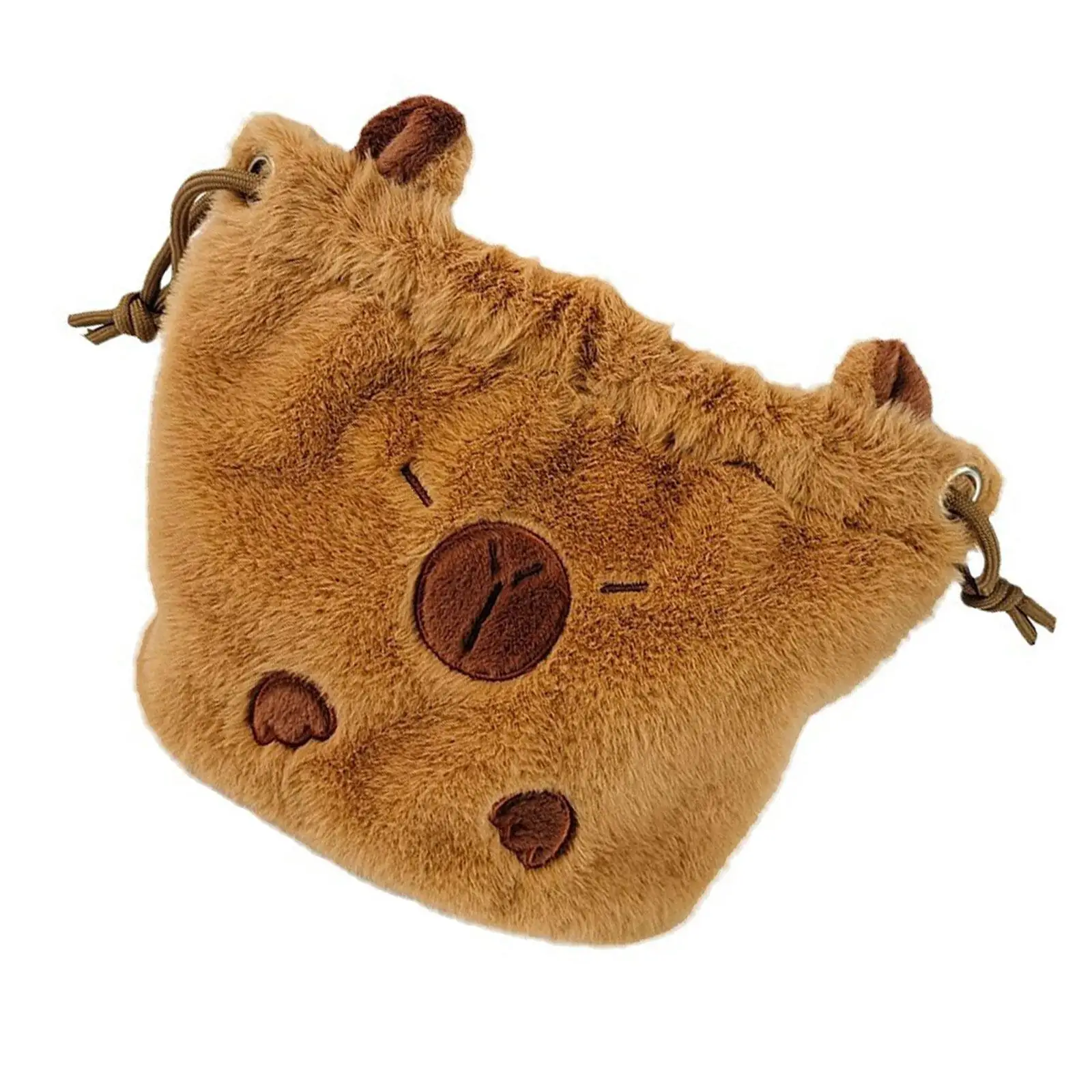 Plush Capybara Drawstring Handbag for Women Cute for Festivals Dating Travel
