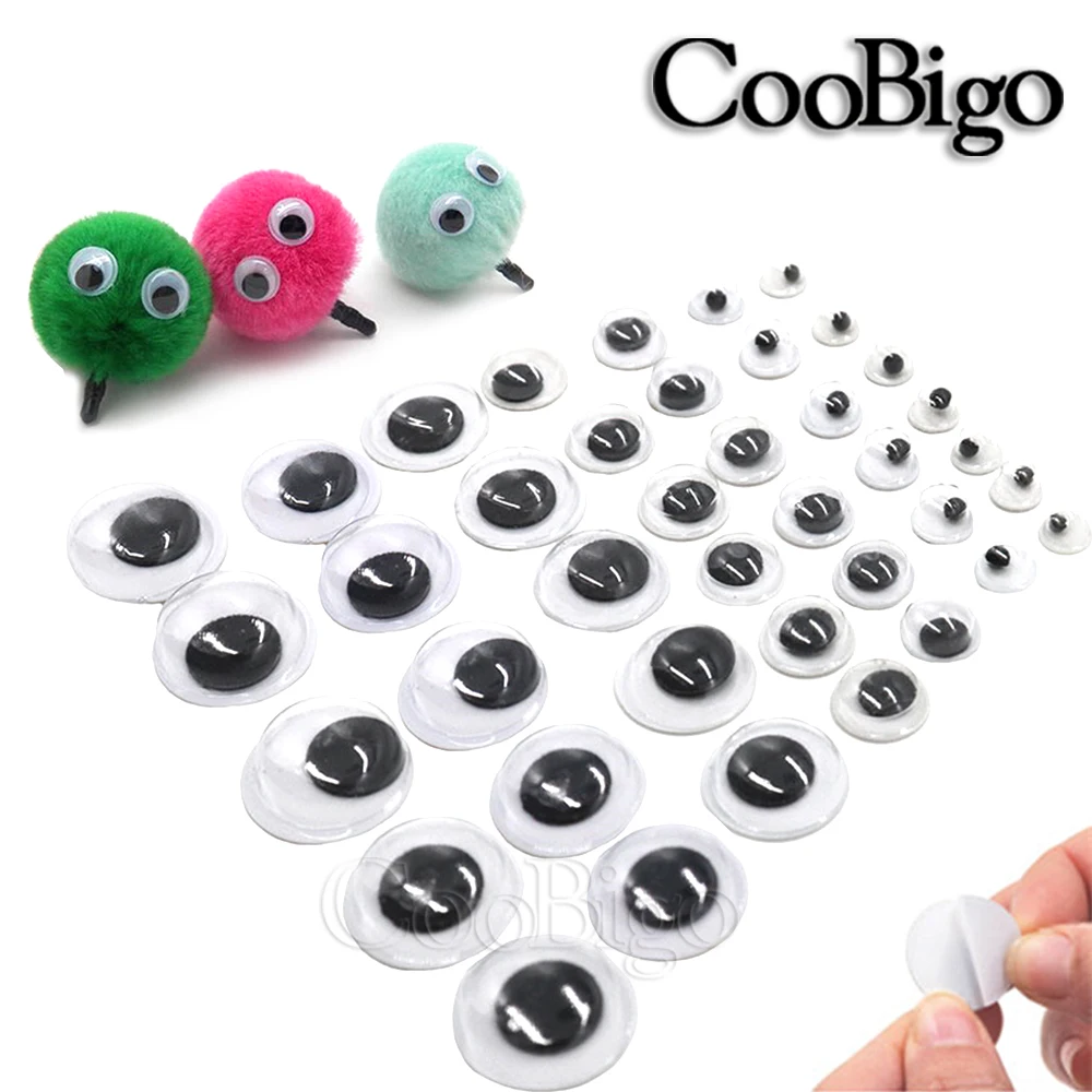 Round Wiggly Wobbly Googly Eyes Self-Adhesive Peel Sticker DIY Craft Moving  eyes