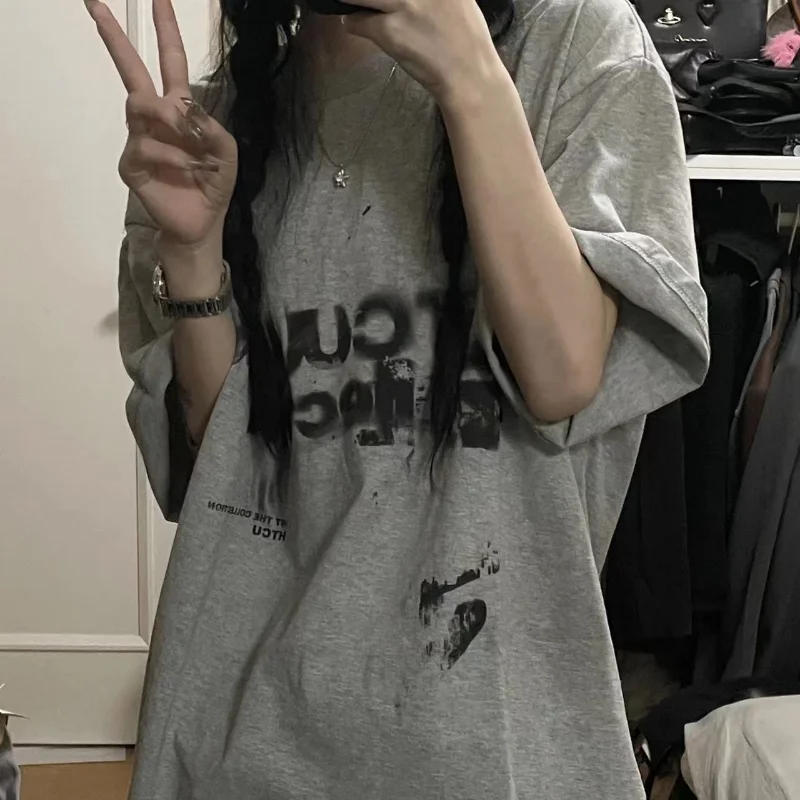 Deeptown Y2k Harajuku Tshirt Women Vintage Oversize Grunge Short Sleeve Aesthetic Tees Korean Fashion Goth Streetwear Top Hippie