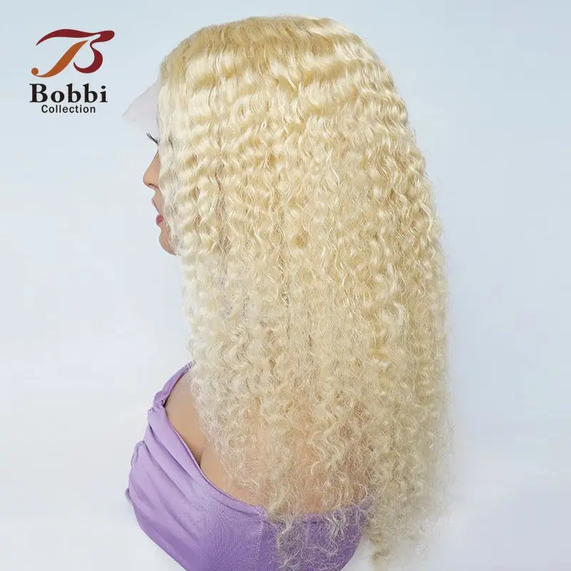 #613 Blonde Lace Front Human Hair Wigs for Women Deep Wave Curly Pre-Plucked 4x4 Transparent Lace Closure Wig BOBBI