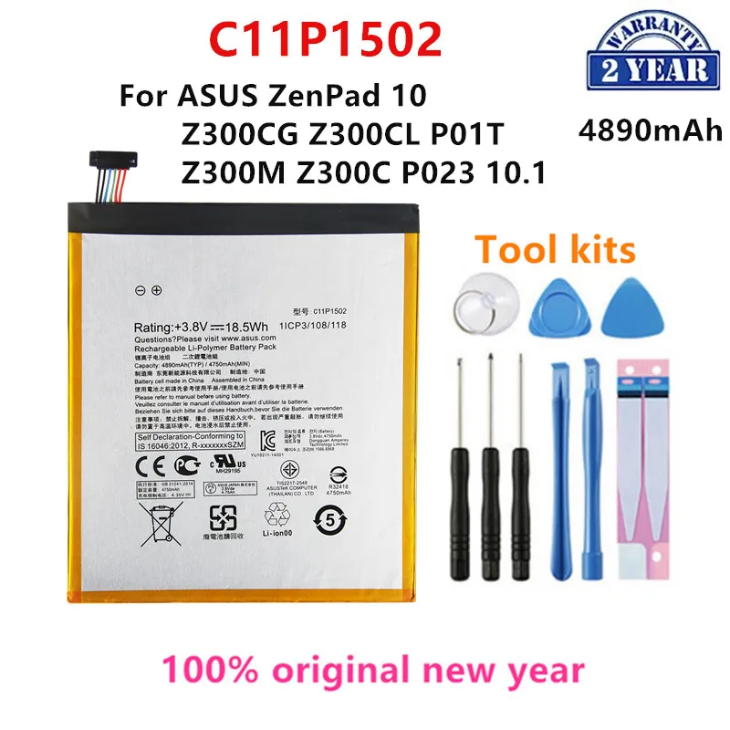 

100% Orginal C11P1502 4890mAh For ASUS ZenPad 10 Z300CG Z300CL P01T Z300M Z300C P023 10.1 Battery+Tools