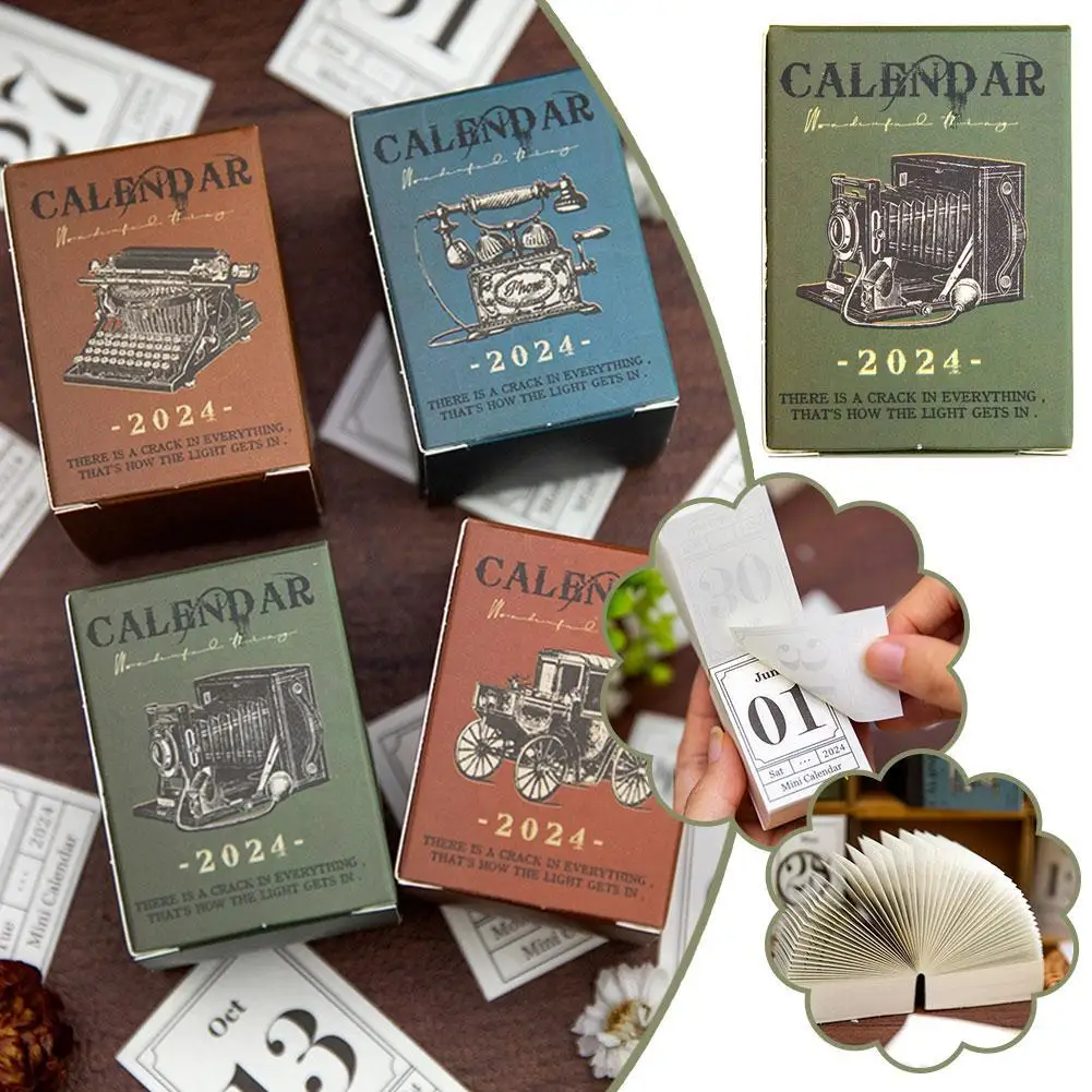 

365 Days Mini Desktop Calendar Table Calendar Memo Planner Scrapbooking Decor Material Papers Office Stationery 2024
