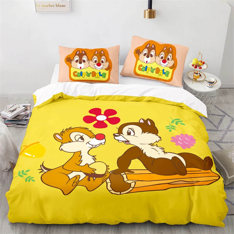 Cute Chip 'n' Dale Character Printed Duvet Cover Set Pillowcase Twin Full Queen King Cartoon 3d Bedding Set Bedclothes Bedding 