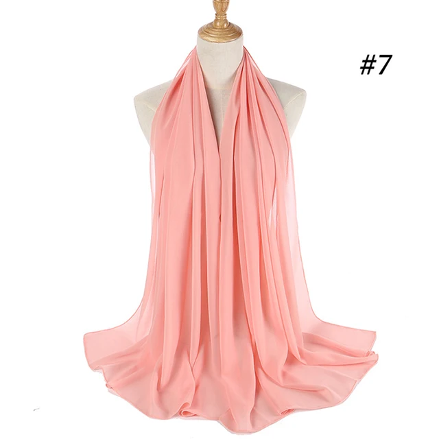 Musulman en mousseline de soie Hijab femmes bulle en mousseline de soie écharpe pour femmes dames voile musulman Islam couleur unie malaisie Musulman Wrap foulards