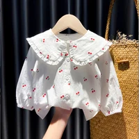 Spring Autumn New Baby's Girl Clothes Cherry Cardigan Shirt Coat for toddler Girl Baby Cloth Outfit wear Versatile Shirt blouse 2