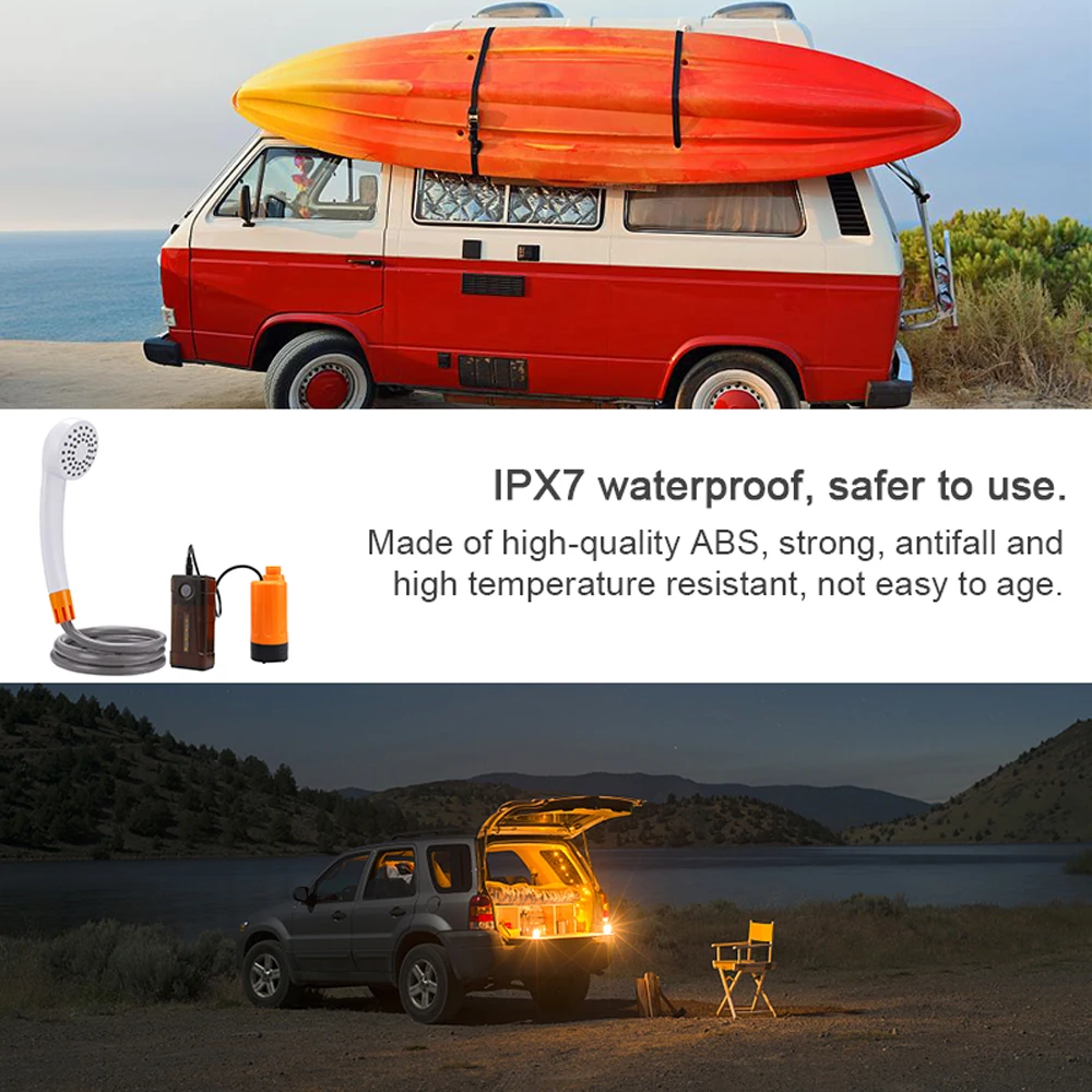 3.5-4.5L/min Outdoor Camping Shower Portable Electric Shower Pump IPX7 LED Light Camping Backpacking Beach Pet Watering electric shower pump