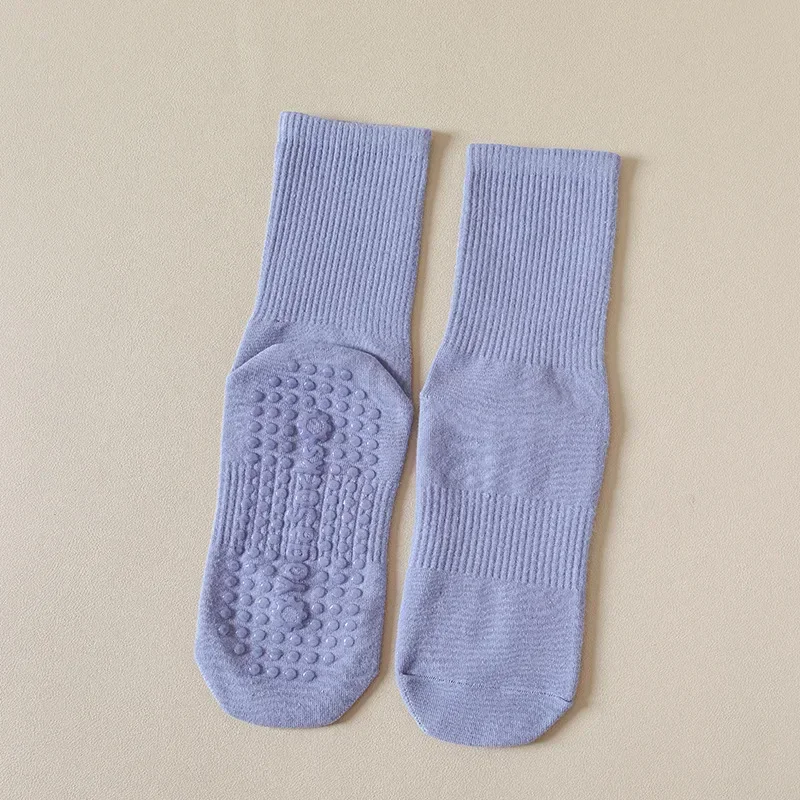 Sports Socks New Cotton Mid-calf Solid Color Silicone Non-slip Sports Stockings Fitness Pilates Yoga Socks Women Dance Socks Floor