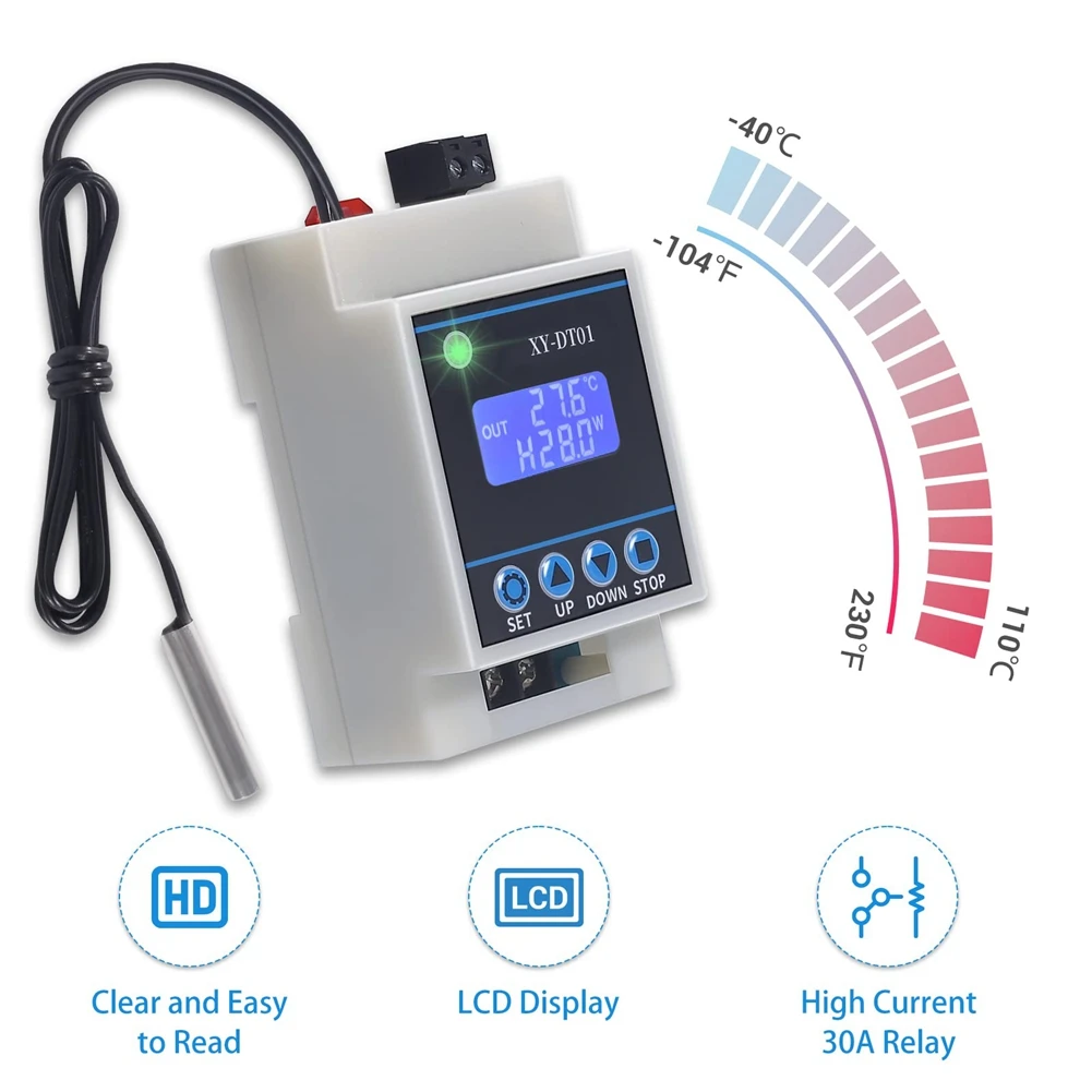 XY-DT01 digitaler Temperatur regler-40-110 °c digitaler Mikro-Digital-Thermostat mit LCD-Display und wasserdichtem Sensor