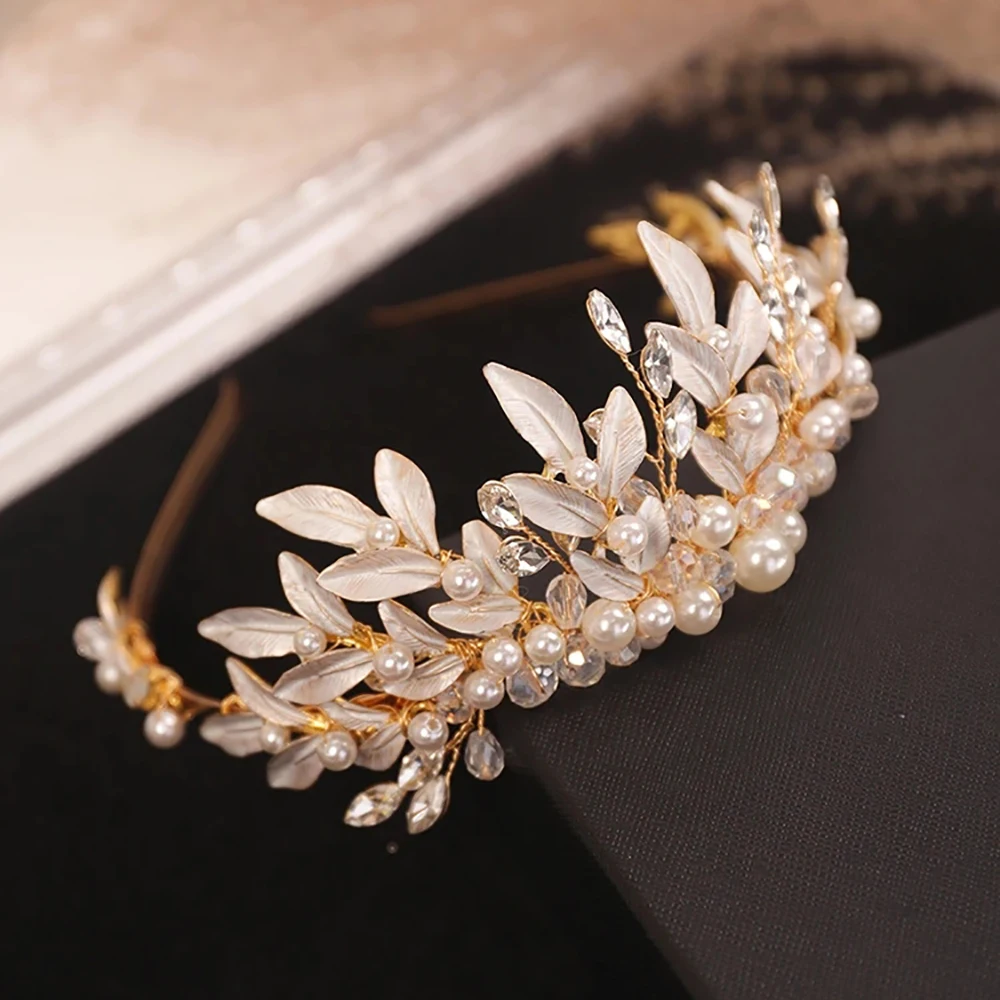 Carufin Bridal Wedding Prom Party Fascia di Cristallo Foglie
