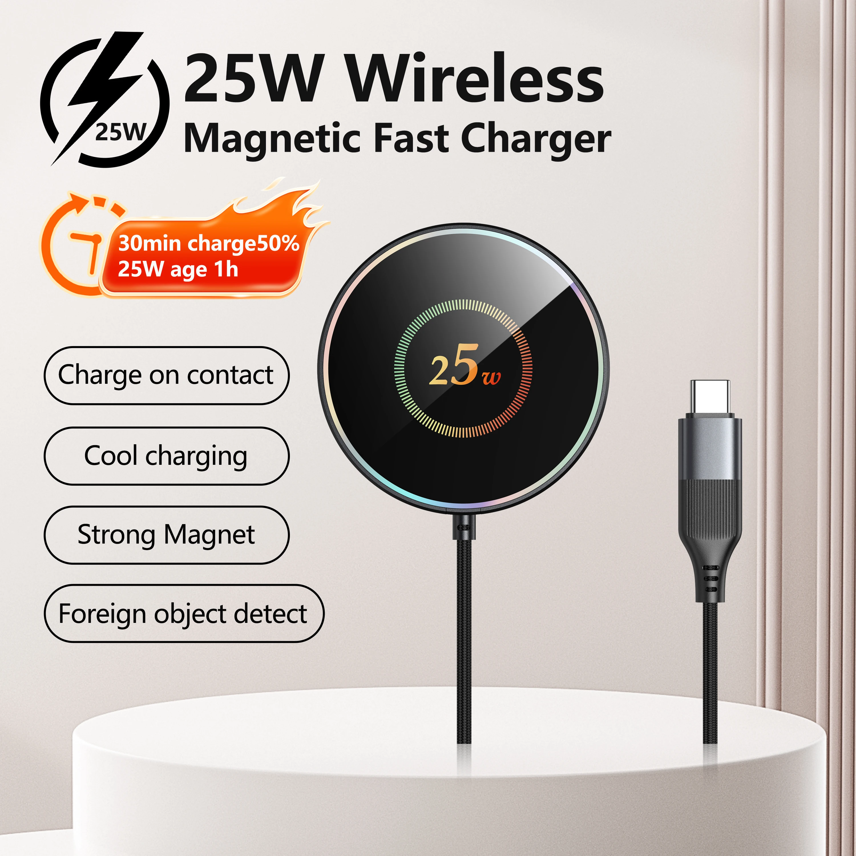 25W Wireless Charger Portable Mobile Phones Chargers Stand For iPhone 17 16 15 14 Pro Max HUAWEI Samsung Fast Charging Charger - 6