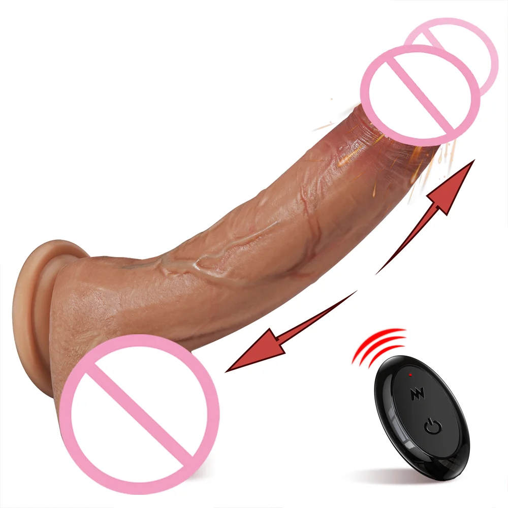 9 Inch Rechargeable Silicone Penis Realistic Dildo Vibrator Remote Control G-spot Dildo With 8 Thrusting Mode Sex Toys For Women