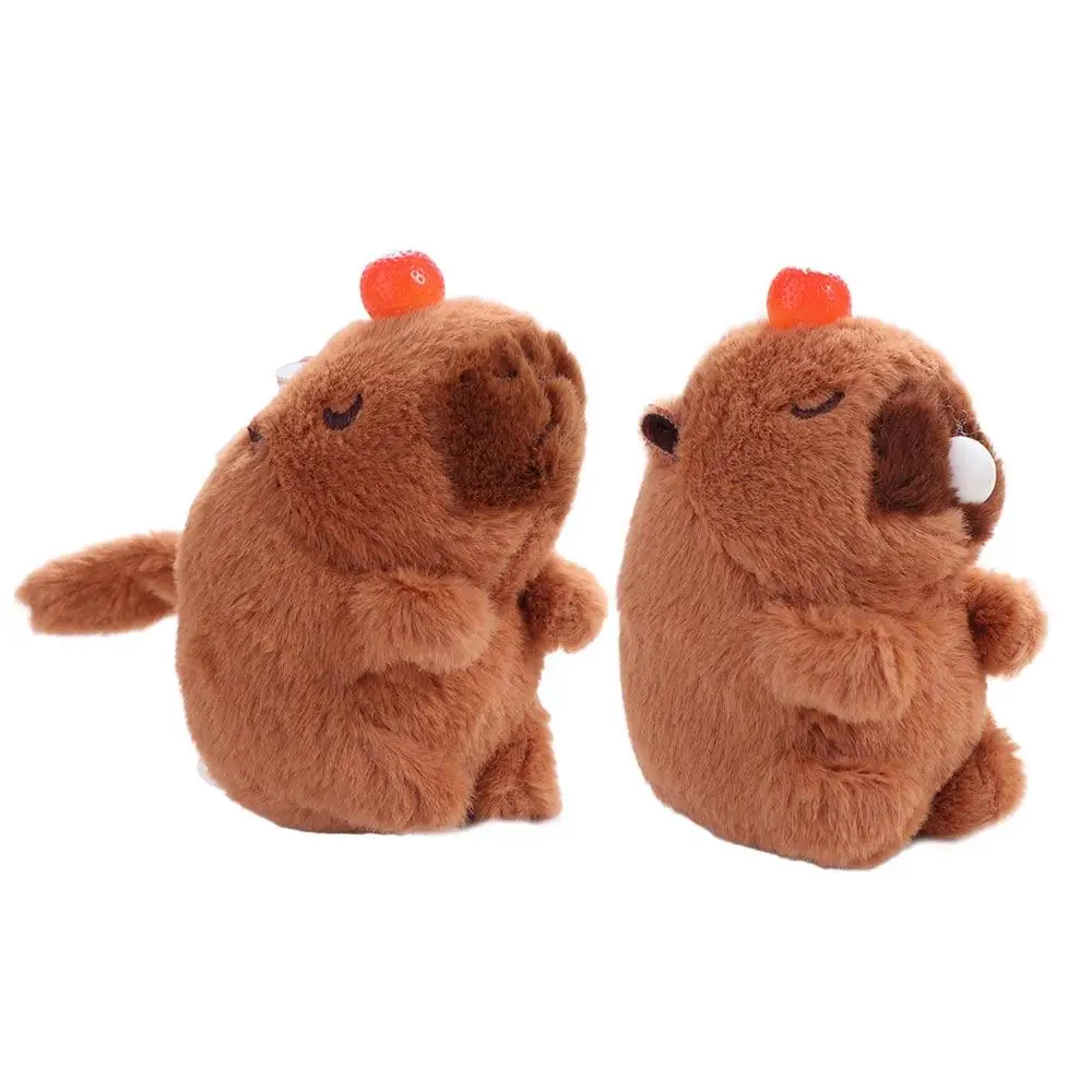 카툰 봉제 카피바라 꼬리 흔들기 키체인, 귀여운 동물 인형