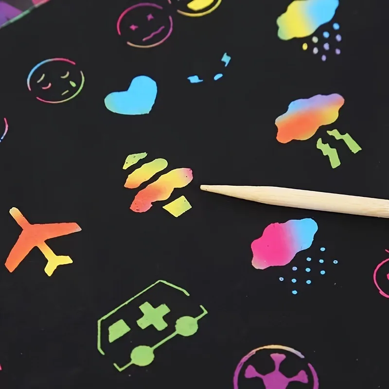 Libro da grattare colorato fai-da-te per bambini, carta da grattare colorata per festival di feste di compleanno - immagine 4