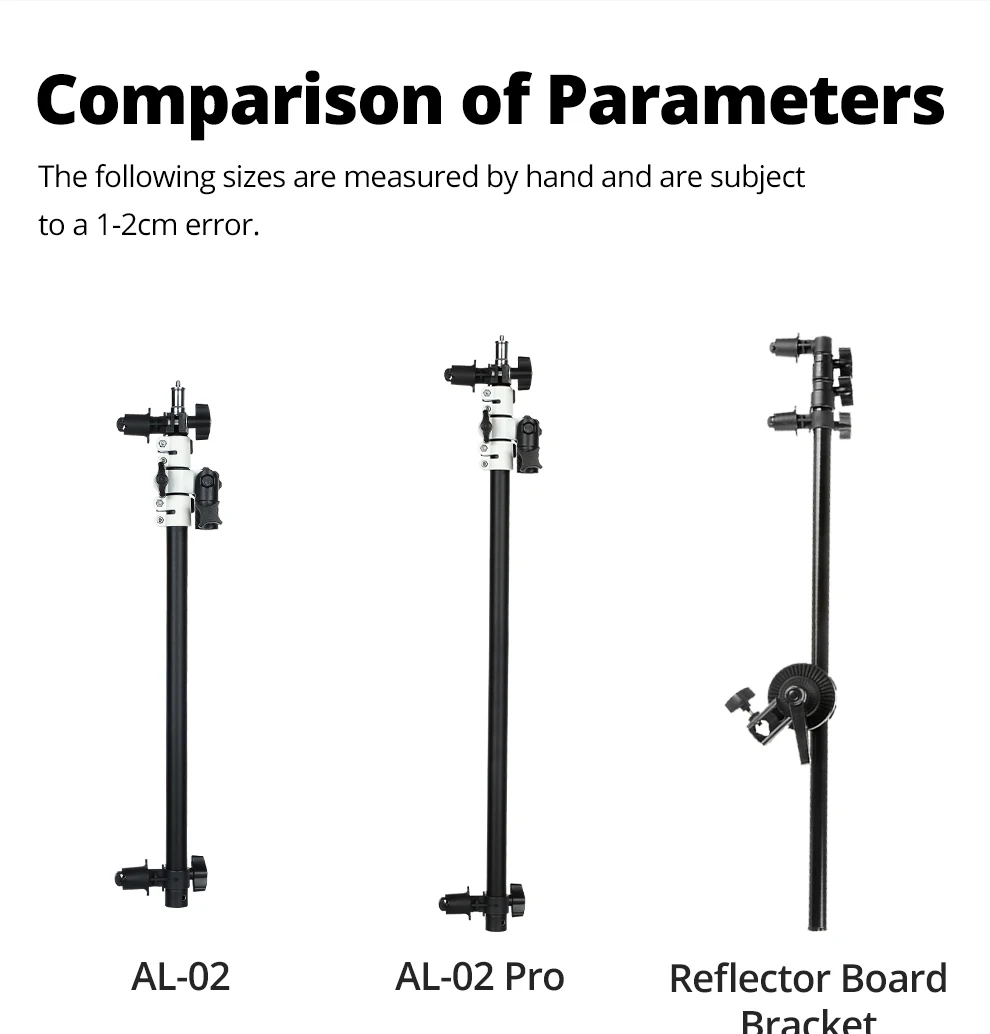 Description Picture 4 of itemAMBITFUL AL-02 Pro photography Reflector bracket Bar with Telescopic Boom Arm Top Light Sandbag for Speedlite Mini Flash Strobe