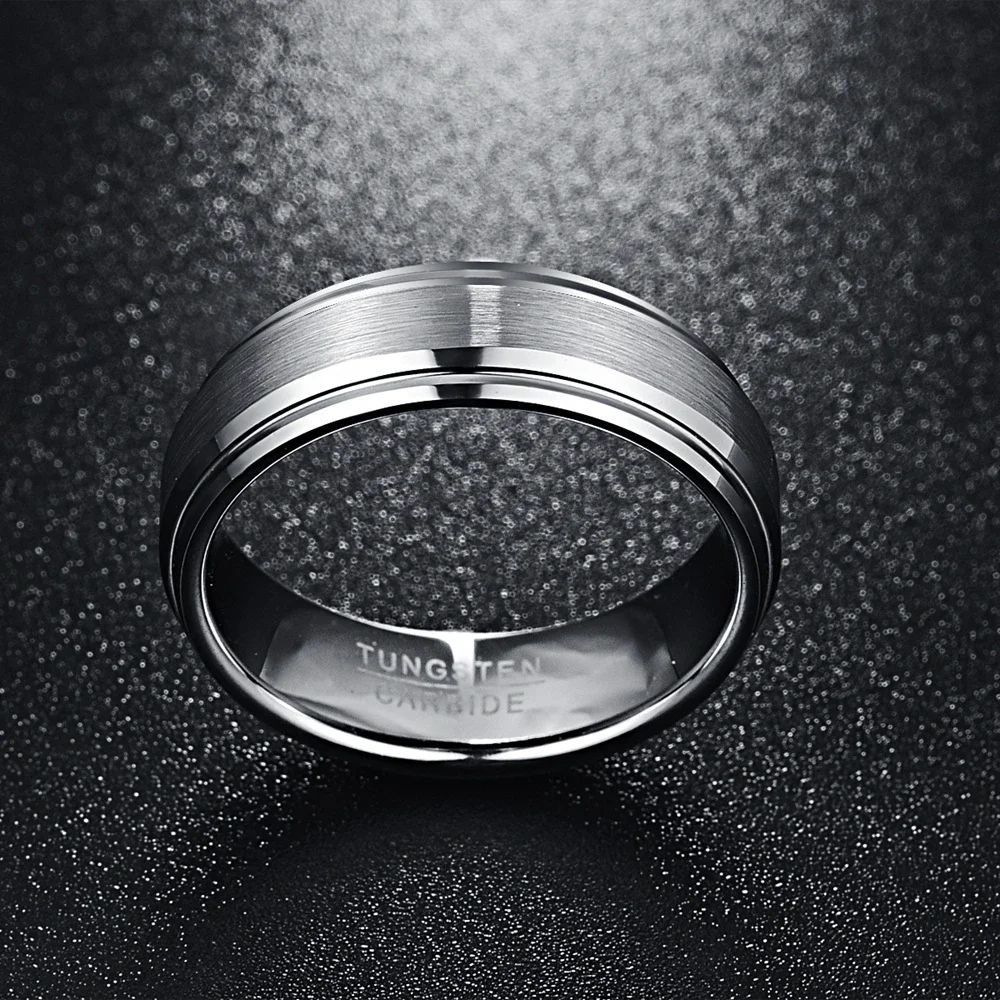 NUNCAD New Fashion Simple Men's 7mm Tungsten Carbide Ring Matte Finish Wedding Engagement Band Size 6 to 14 T022R 4