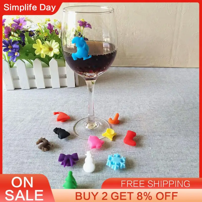 Silicone Wine Cup Suction Cup Label Christmas Party Identifier Wine Bottle Recognizer Marker Mark Sign Personality