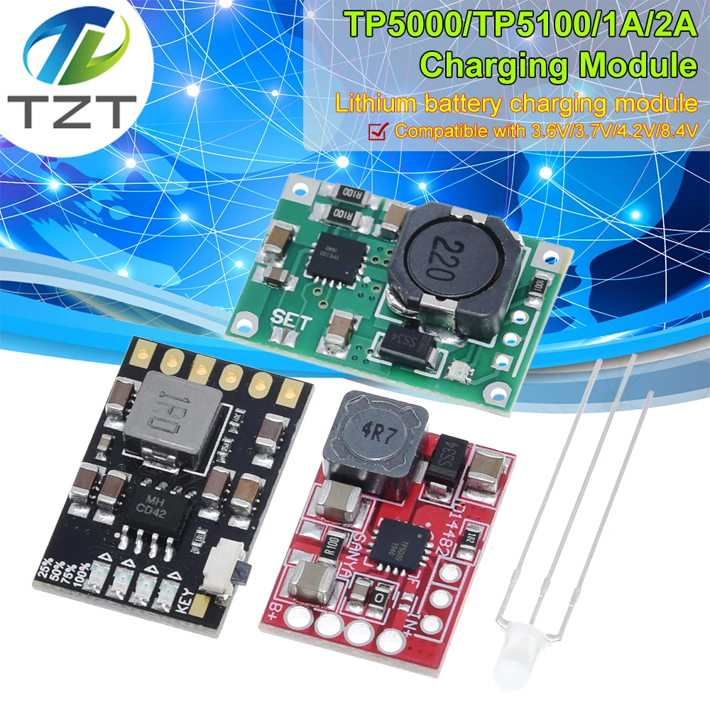 TP5100 lade management netzteil modul bord TP5000 1A 2A kompatibel mit 4,2 V 8,4 V einzel-und doppel lithium-batterien