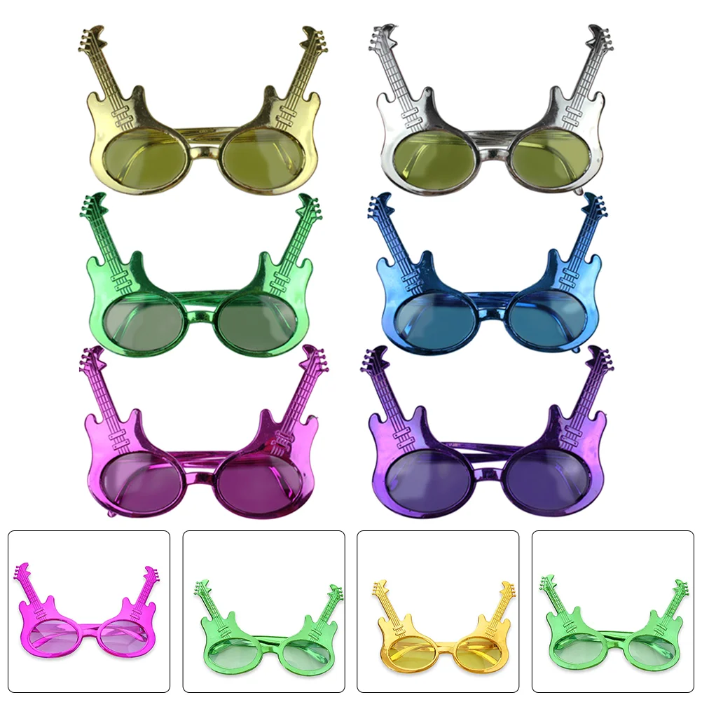 

6 Pcs Guitar Glasses Photo Prop Lightweight Party Eye Heart-shaped Costume Novelty Favors Pvc Ornaments Miss Supplies