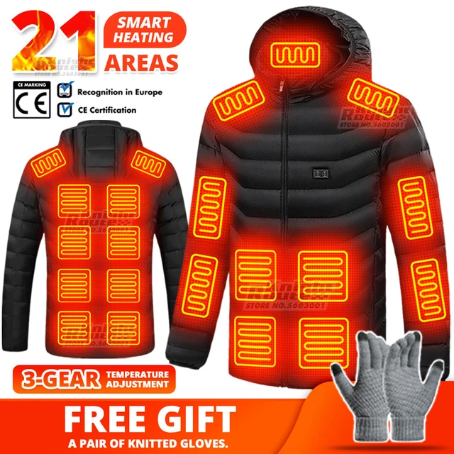 Chaqueta Calefactable Hombre 21Area Cuatro Interruptores Control,USB Ropa  Calefactable Eléctrica,Chaleco Auto Calefactable Mujer Chaqueta Térmica  Caliente Abrigo Invierno - AliExpress