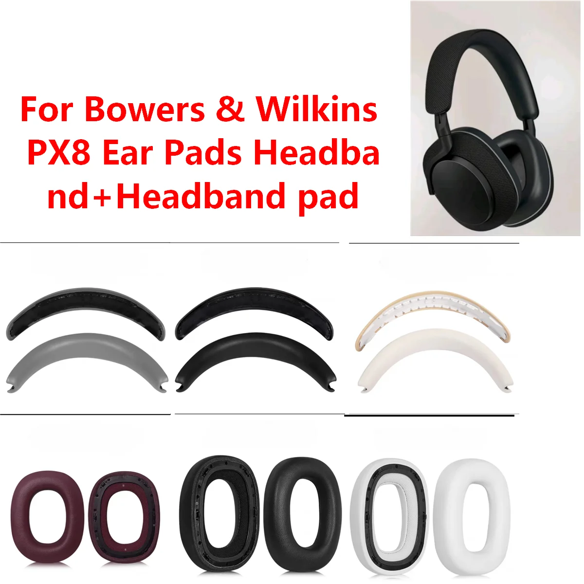 Original spare parts For Bowers & Wilkins PX8 Headphones Replacement Repair Parts B&W Headband rubber cushion,Ear Pads covers