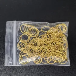 Elegant 12mm Multicolor Hair Rings - Pack of 100 (Golden Color)