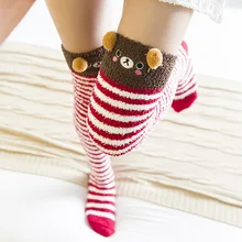 

Japanese Mori Girl Animal Modeling Knee Socks Striped Cute Lovely Kawaii Cozy Long Thigh High Socks Compression Winter Warm Sock