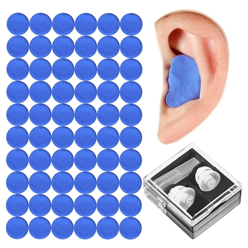 Ear Plugs For Sleeping Soft Silicone Earplugs For Sleep, Swimming, Travel, Working, Studying, Snoring, Moldable, Reusable, Waterproof, Noise Reduction, 8 Pairs Premium Pack, Light Blue Sleep Headphones