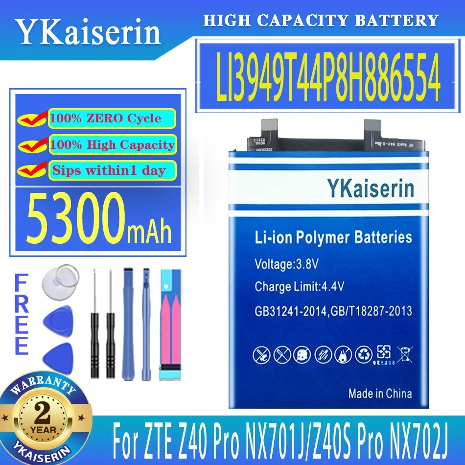 

YKaiserin 5300mAh Replacement Battery LI3949T44P8H886554 For ZTE Z40/Z40S Pro NX701J NX702J Moile Phone