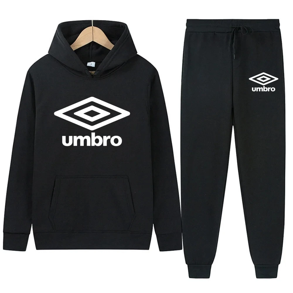 Autumn winter UMBRO Hooded Sweatshirt Suit Men Streetwear Casual Clothing Jogging Hoodies+Sweatpants Two Pieces Sets Men's Suit