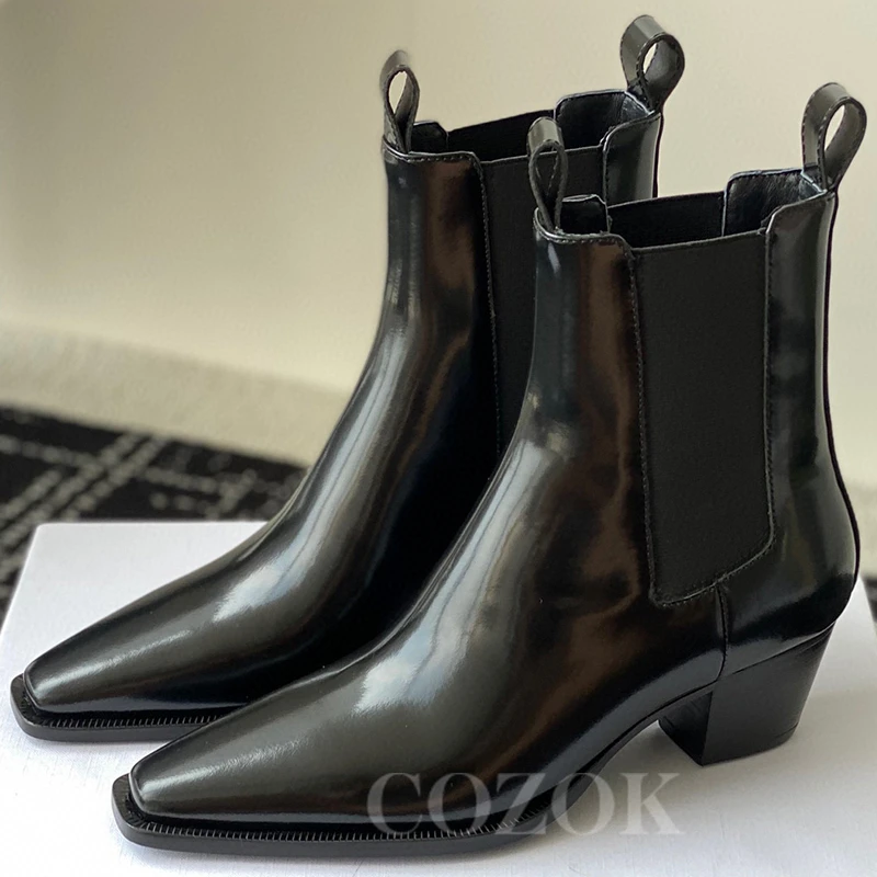 

Autumn Female Short Boots 2023 New Square Head Height Increasing Ankle Boots Apparent Legs Slender Banquet Ladies Pumps