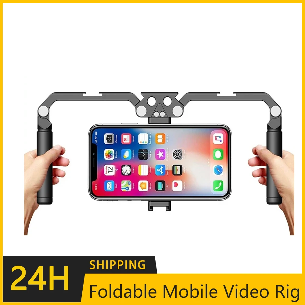 Sunlycnc Foldable Mobile Video Rig Handle Grip Phone Cage For Phone ...