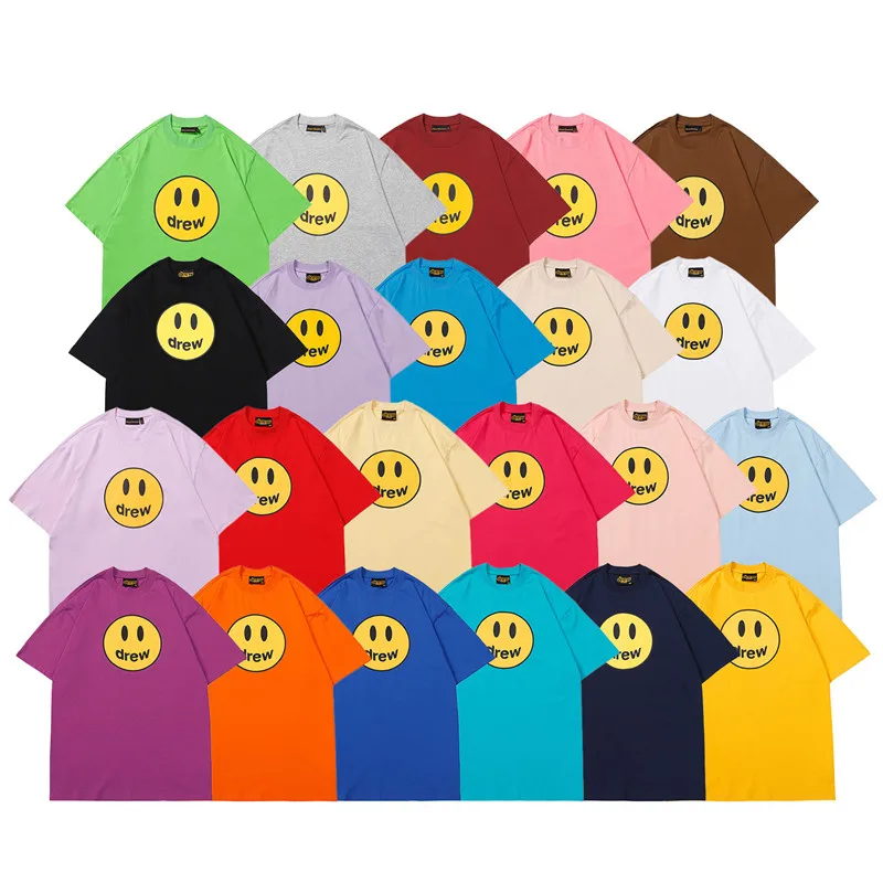 Fashion Drew House Luxury Brand Men's/Women's Top Fashion Short Sleeve Summer Autumn Smiling Face Letter Printed Top T-shirt 2