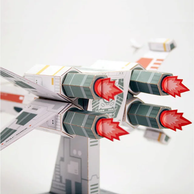 X-WING Fighter Red Paper Model Mini 3D Cube Figure Papercraft DIY Kids Adult Origami Art Handmade Craft Toys FC-014 6