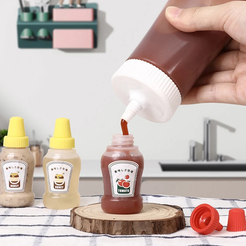 2Pcs Mini Seasoning Sauce Bottle Portable Tomato Ketchup Salad Dressing Container For Bento Lunch Box Kitchen Accessories