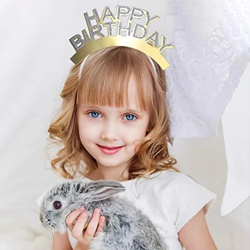 Happy New Year Headband Gold Silver Black Aluminum Children Adult Tiara Christmas New Year Hair Accessories Decorations
