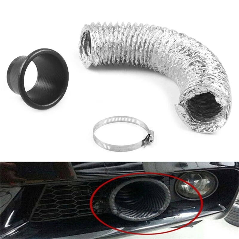 Air Intake Kit Car Front Bumper Turbo Air Intake Pipe Funnel Kit Carbon Fiber Style Auto Replacement Accessories